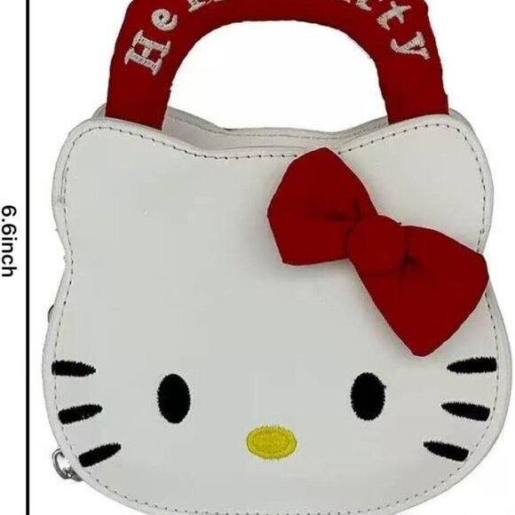 Cute Kitty Crossbody Bag Leather Small Purse Zipper Gifts for Her - Picture 2 of 4